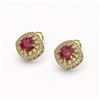 Image 2 : 4.99 ctw Certified Ruby & Diamond Victorian Earrings 14K Yellow Gold