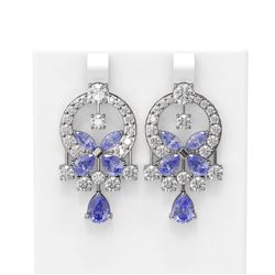 15.33 ctw Tanzanite & Diamond Earrings 18K White Gold