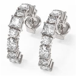 3.74 ctw Mixed Cut Diamond Designer Earrings 18K White Gold