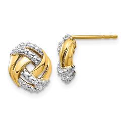 14k Diamond w/Rhodium Accents Round Post Earrings - 10 mm
