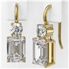 Image 3 : 2.5 ctw Emerald Cut Diamond Designer Earrings 18K Yellow Gold