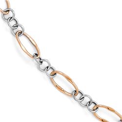14k Rose & White Gold Two-Tone Polished Link Bracelet