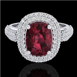 3.10 ctw Garnet & Micro Pave VS/SI Diamond Certified Ring 10k White Gold