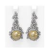 Image 1 : 3.26 ctw Diamond & Pearl Earrings 18K White Gold