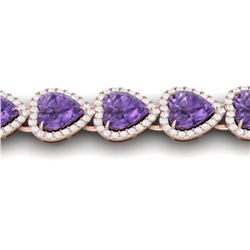 23 ctw Amethyst & Micro Pave Bracelet Heart Halo 14k Rose Gold
