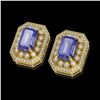 Image 2 : 11.25 ctw Tanzanite & Diamond Victorian Earrings 14K Yellow Gold