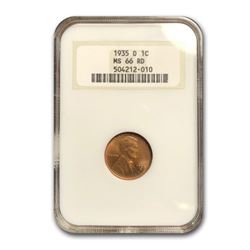 1935-D Lincoln Cent MS-66 NGC (Red)