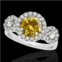 1.75 ctw Certified SI/I Fancy Intense Yellow Diamond Ring 10k White Gold