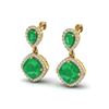 Image 1 : 7 ctw Emerald & Micro Pave VS/SI Diamond Earrings Designer 10k Yellow Gold