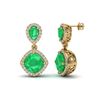 Image 2 : 7 ctw Emerald & Micro Pave VS/SI Diamond Earrings Designer 10k Yellow Gold