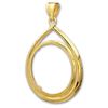 Image 1 : 14K Gold Prong Tear Drop Coin Bezel - 32 mm