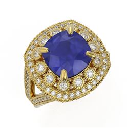 6.47 ctw Certified Sapphire & Diamond Victorian Ring 14K Yellow Gold