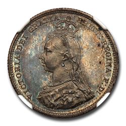 1887 Great Britain Silver Shilling Queen Victoria PR-65 NGC