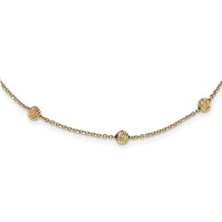 14k Gold Diamond Cut Beads Station Necklace