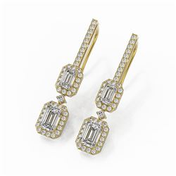 2.55 ctw Emerald Cut Diamond Designer Earrings 18K Yellow Gold