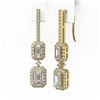 Image 3 : 2.55 ctw Emerald Cut Diamond Designer Earrings 18K Yellow Gold