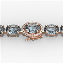 15.25 ctw Aquamarine & Diamond Eternity Micro Bracelet 14k Rose Gold