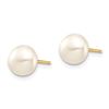 Image 2 : 14k Yellow Gold White Button Pearl Stud Post Earrings - 7-8 mm