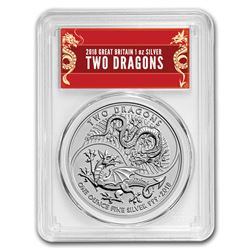 2018 GB 1 oz Silver Two Dragons MS-69 PCGS (Dragon Label)