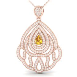 2 ctw Yellow Sapphire & Micro VS/SI Diamond Necklace 14k Rose Gold