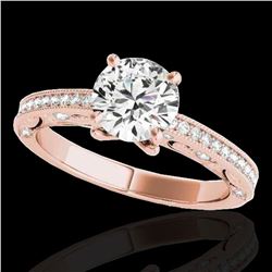 1.25 ctw Certified Diamond Solitaire Antique Ring 10k Rose Gold