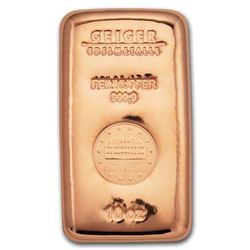 10 oz Copper Bar - Geiger (Poured, .9999 Fine)