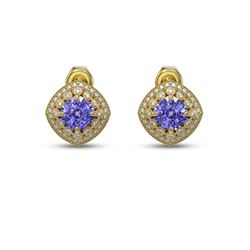 5.09 ctw Tanzanite & Diamond Victorian Earrings 14K Yellow Gold
