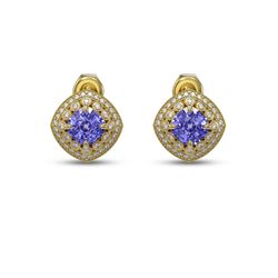 5.09 ctw Tanzanite & Diamond Victorian Earrings 14K Yellow Gold