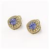 Image 2 : 5.09 ctw Tanzanite & Diamond Victorian Earrings 14K Yellow Gold