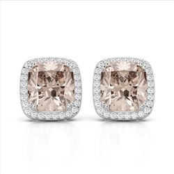 6 ctw Morganite & Micro Pave VS/SI Diamond Earrings 18k White Gold