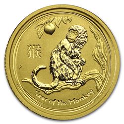 2016 Australia 1/10 oz Gold Lunar Monkey BU