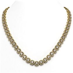 24.4 ctw Cushion Cut Diamond Micro Pave Necklace 18K Yellow Gold