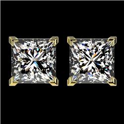 2.50 ctw VS/SI Quality Princess Diamond Stud Earrings 10k Yellow Gold