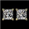 Image 1 : 2.50 ctw VS/SI Quality Princess Diamond Stud Earrings 10k Yellow Gold