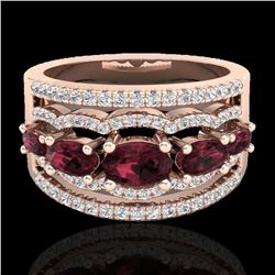 2.25 ctw Garnet & Micro Pave VS/SI Diamond Designer Ring 10k Rose Gold