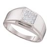 Image 1 : Sterling Silver Mens Round Diamond Square Cluster Ring .03 Cttw