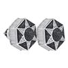 Image 1 : Sterling Silver Round Black Color Enhanced Diamond Hexagon Star Cluster Earrings 1/5 Cttw