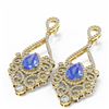 Image 3 : 10.26 ctw Tanzanite & Diamond Earrings 18K Yellow Gold