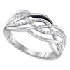 Image 1 : Sterling Silver Round Diamond Woven Crossover Strand Band 1/10 Cttw