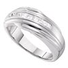 Image 1 : 14kt White Gold Mens Princess Channel-set Diamond Single Row Wedding Band 1/2 Cttw