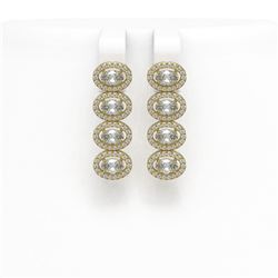 4.52 ctw Oval Cut Diamond Micro Pave Earrings 18K Yellow Gold