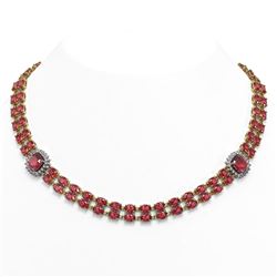 38.37 ctw Tourmaline & Diamond Necklace 14K Yellow Gold