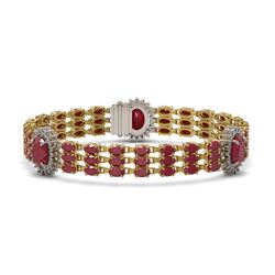 32.98 ctw Ruby & Diamond Bracelet 14K Yellow Gold