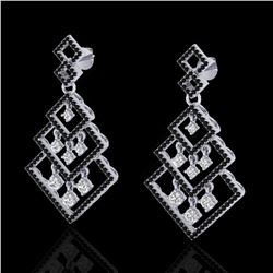 3 ctw Micro Pave Black & White VS/SI Diamond Earrings 14k White Gold