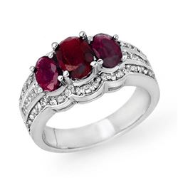 3.50 ctw Ruby & Diamond Ring 18k White Gold