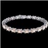 Image 2 : 11 ctw Morganite & VS/SI Diamond Eternity Bracelet 10k White Gold