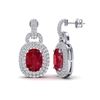 Image 2 : 5 ctw Ruby & Micro VS/SI Diamond Pave Earrings Halo 14k White Gold