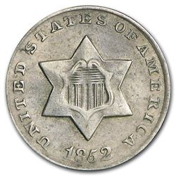 1852 Three Cent Silver AU