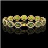Image 2 : 19.7 ctw Tourmaline & Diamond Micro Pave Halo Bracelet 10k Yellow Gold