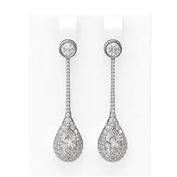 3.77 ctw Marquise Diamond Earrings 18K White Gold